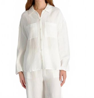 French Connection Cooper Linen Blouse In Summer White