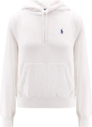 Polo Ralph Lauren Hoodies & sweatvesten, Dames, Wit, XS, Katoen, Witte Sweater met Capuchon en Logo Borduursel