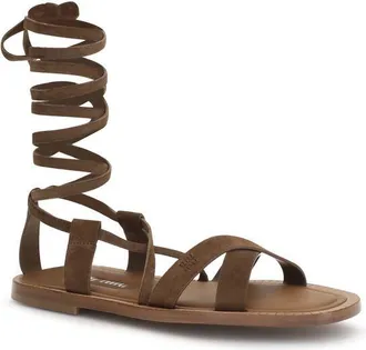 Miu Miu Womens Brown Calf Leather Bos Taurus Strap-On Sandals