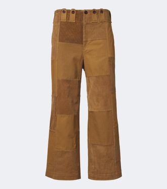 Junya Watanabe Pantalones anchos de algod&oacute;n con patchwork