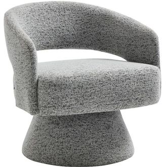 Vente-Unique Poltrona girevole in tessuto ciniglia grigio FEDOTE