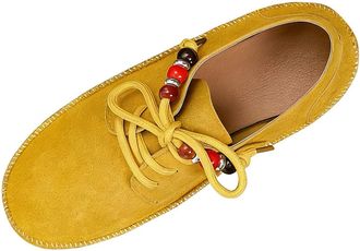 Generic Lace Up Shoes Women Casual Wide Width Sneakers Solid Color Retro Versatile Lightweight Comfortable Stylish Walking Flats Outdoor Sports Yellow