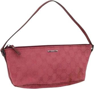 Gucci Pre-owned Shoulder Bags, female, Pink, Size: ONE SIZE Pre-owned Canvas Shoulder Bag