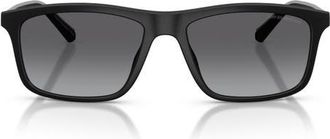 Emporio Armani 57mm Polarized Gradient Pillow Sunglasses in Matte Black /Grey Polar at Nordstrom