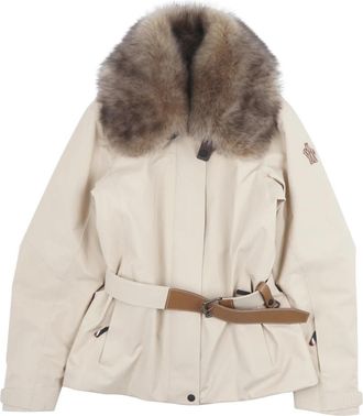 Moncler Vizelles Shearling-Trimmed Ski Jacket - Dames - Jassen - Beige - S - Leer - Jassen