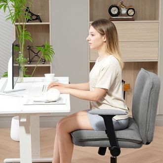 STILVORA Sedia Da Ufficio Con Braccioli Ribaltabili, Altezza Regolabile Con Funzione Basculante, Effetto Lino Grigio