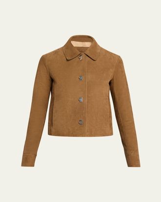 Ferragamo Nubuck Leather Boxy Jacket