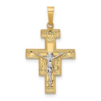Diamond2Deal 14k Two-tone Gold Solid Crucifix Pendant