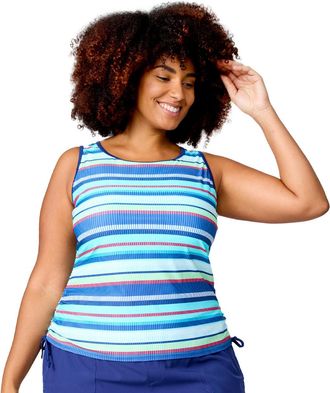 Free Country Womens Plus Size Full Side Shirring Tankini Top