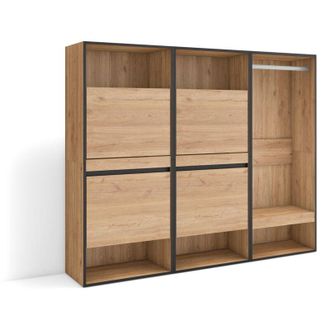 Skraut Home Skraut Home - Zapatero, Armario Zapatos Botas, 180x145x35 Cm, Dormitorio, Habitaci&oacute;n, Vestidor Abierto, Estilo Moderno, Roble