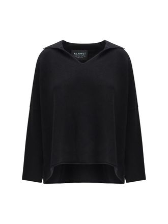 Alanui Womens Sweater With Polo Collar Black