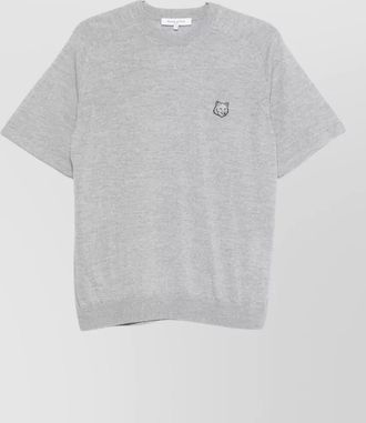 Maison Kitsun&eacute; fox head wool short sleeve jumper