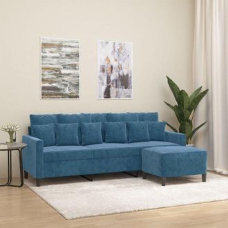 vidaXL Vidaxl - Divano a 3 Posti con Poggiapiedi Blu 180 cm in Velluto
