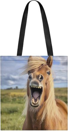 Generic Horse Laughing Womens Tote Casual Shopping Bag Lightweight Shoulder Bags Hobos Handbag for Work Travel Daily 35x40cm