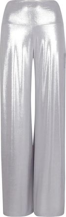 Norma Kamali Zilveren broek met polyester en spandex - Dames - Wijde Broeken - Grijs - S - Polyester - Broeken