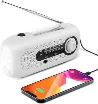 OEM Radio Solar, Radio Meteorol&oacute;gica De Emergencia Con Manivela, Am/fm, Autoalimentada, Con Linterna De 5 Led, Bater&iacute;a Externa De Emergencia De 2000 Mah P