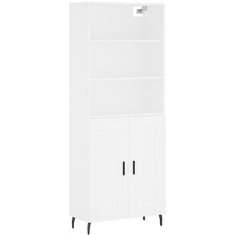 vidaXL Vidaxl - Aparador Alto Madera Contrachapada Blanco 69,5x34x180 Cm