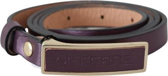 Gianfranco Ferre Gold Logo Buckle Waist Leather Skinny Belt - Dames - Riemen - Rood - ONE Size - Leer - Accessoires