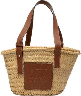 Loewe Pre-owned Raffia Tote - Dames - Vintage Shopper - Beige - ONE Size - Leer - Vintage