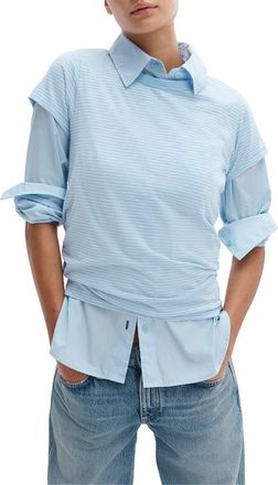 Rag & Bone The Slub Stripe T-Shirt in Periwinkle White Blue Multi at Nordstrom, Size X-Small