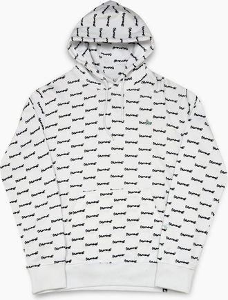 Money Clothing Mens Signature Print Hooded Long Sleeve Sweatshirt - White - Size: 40