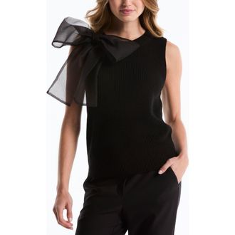 Shelli Segal Organza Bow Sweater Vest in Black at Nordstrom Rack, Size X-Small