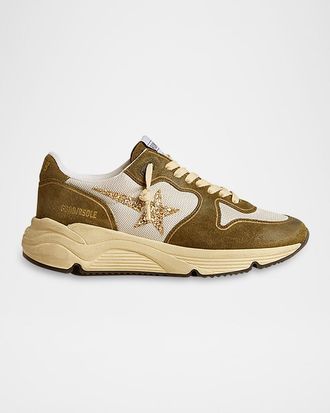 Golden Goose Running Sole Suede and Mesh Sneakers