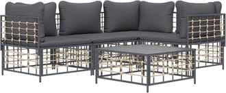 vidaXL Vidaxl - Juego De Muebles De Jard&iacute;n 5 Pzas Cojines Antracita Rat&aacute;n Pe