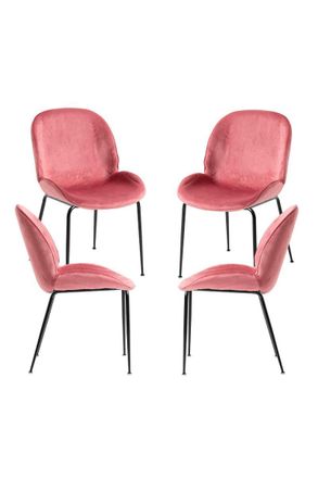Regalos Miguel Packs Sillas Comedor - Pack 4 Sillas Bille Black Terciopelo - Rosa