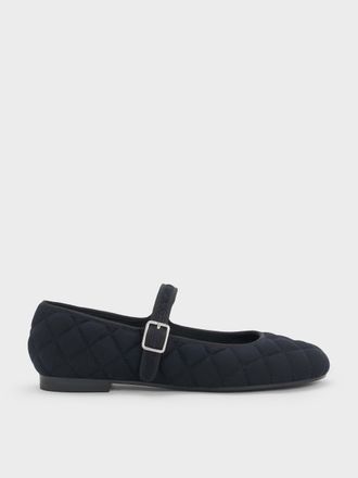 Charles & Keith Carmel Felt Quilted Mary Jane Flats