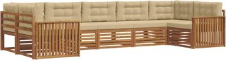 vidaXL Conjunto De Sof&aacute;s De Exterior 7 Uds. Natural Y Beige Vidaxl
