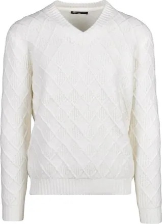 Daniele Alessandrini Textured V-Neck Sweater with Ribbed Cuffs and Warmth