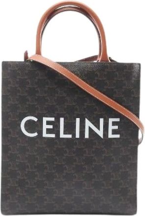 Celine Pre-owned Tote Bags, female, Black, Size: ONE SIZE Pre-owned Small Vertical Cabas Triomphe Coated Canvas Tote Bag