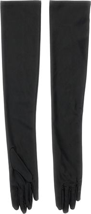 7 For All Mankind Black Faux Leather Long Gloves