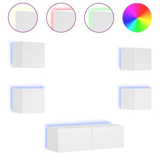 Berkfield Home 5 Piece TV Wall Cabinets with LED Lights White