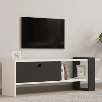 Dmora Mueble Para Tv Taurasi, Una Puerta, Apertura Abatible, 2 Compartimentos, 120x25x37h Cm Negro Antracita