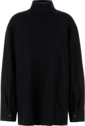 Jil Sander Wollen coltrui blouse - Dames - Coltruien - Zwart - S - Wol - Truien & Vesten