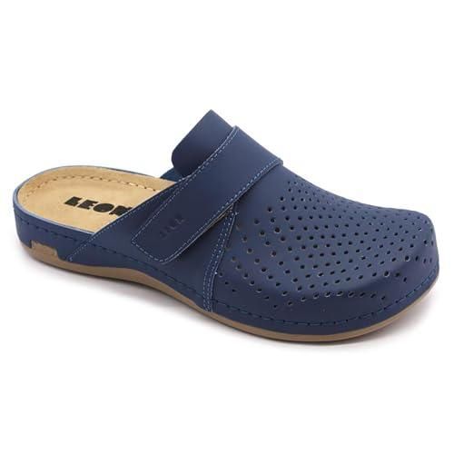 Sabots En Cuir Véritable LEON 900 Pour Femme - Talon 5 Cm - Semelle Antidérapante Et Réglable - Taille 36 à 42