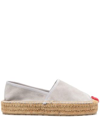 Love Moschino heart detail suede espadrilles - women - Suede/Suede/Rubber - 35 - Grey