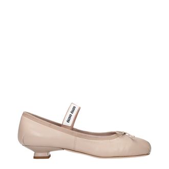Miu Miu Pink Leather Ballet Womens Flats