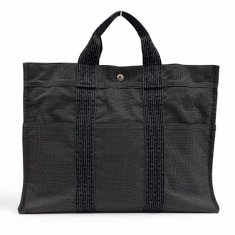 Herm&egrave;s Gray Polyamide Polyester Handbag Tote Bag (Pre-Owned)
