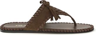 Prada Brown Calf Leather Bos Taurus Flat Womens Sandals