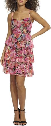 Siena My Balconia Printed Iridescent Chiffon Mini Dress