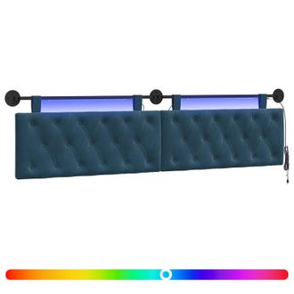vidaXL Cabecero Colgante Con Luz Led Azul Terciopelo Vidaxl