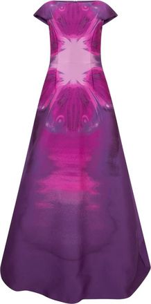 Alberta Ferretti Lange jurk met wijde rok - Dames - Avondkleed - Paars - S - Polyester - Kleedjes