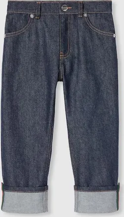 Gucci Kids - Denim Pants With Web, Blue, Ready-to-wear