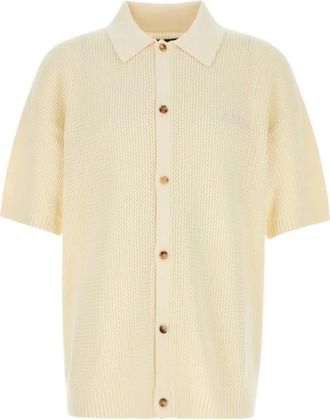 Amiri embroidered-logo crochet shirt - men - Cotton - S - Yellow