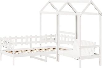 vidaXL Day Bed and Bench Set with Roof without Mattress White 80x200 cm vidaXL