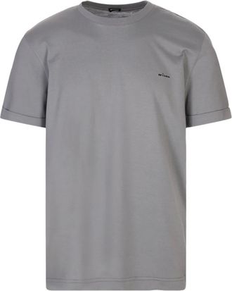 Kiton T-Shirts, male, Gray, XL, Embroidered Logo Grey T-shirt and Polos