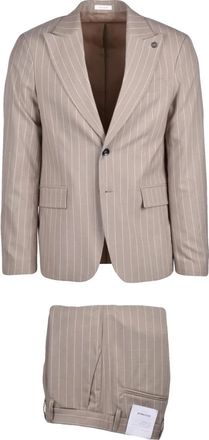 Officina36 Single Breasted Suit - Heren - Business pakken - Beige - M - Leer - Kostuums
